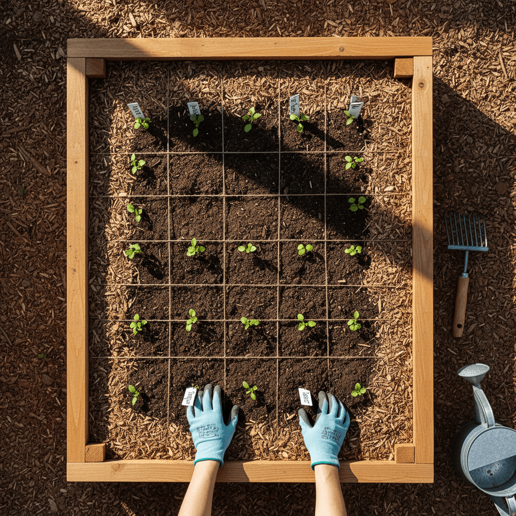 Gardener pulling dried dead plants and weeds from a garden bed before new planting